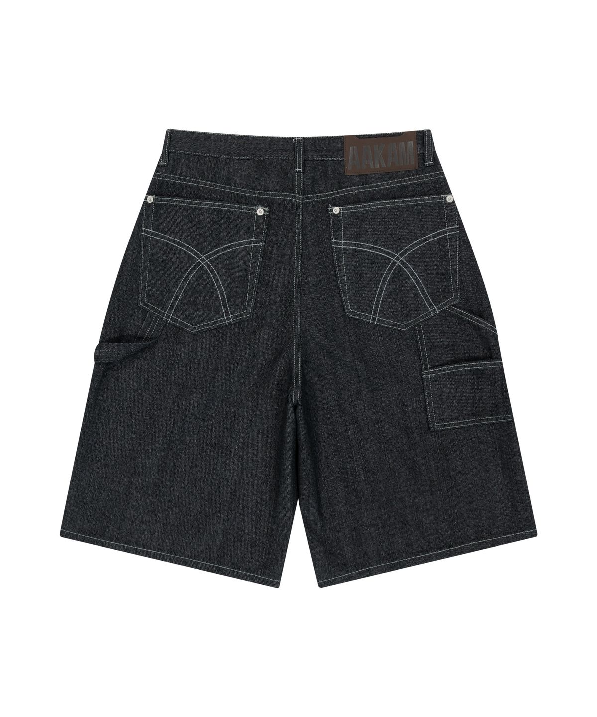 아캄(AAKAM) Studded Double Knee Bermuda Denim Pants (Black)