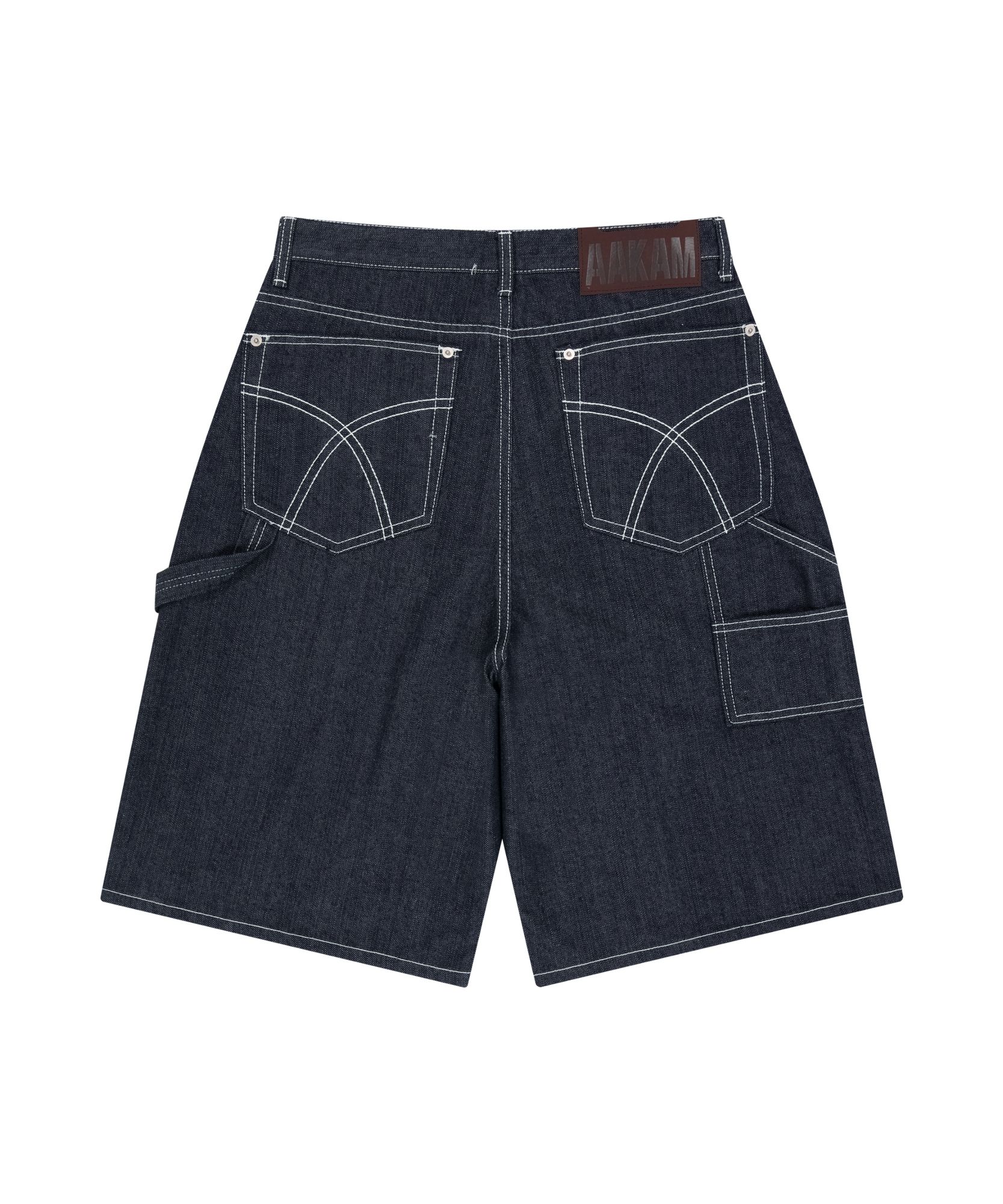 MUSINSA | AAKAM Studded Double Knee Bermuda Denim Pants