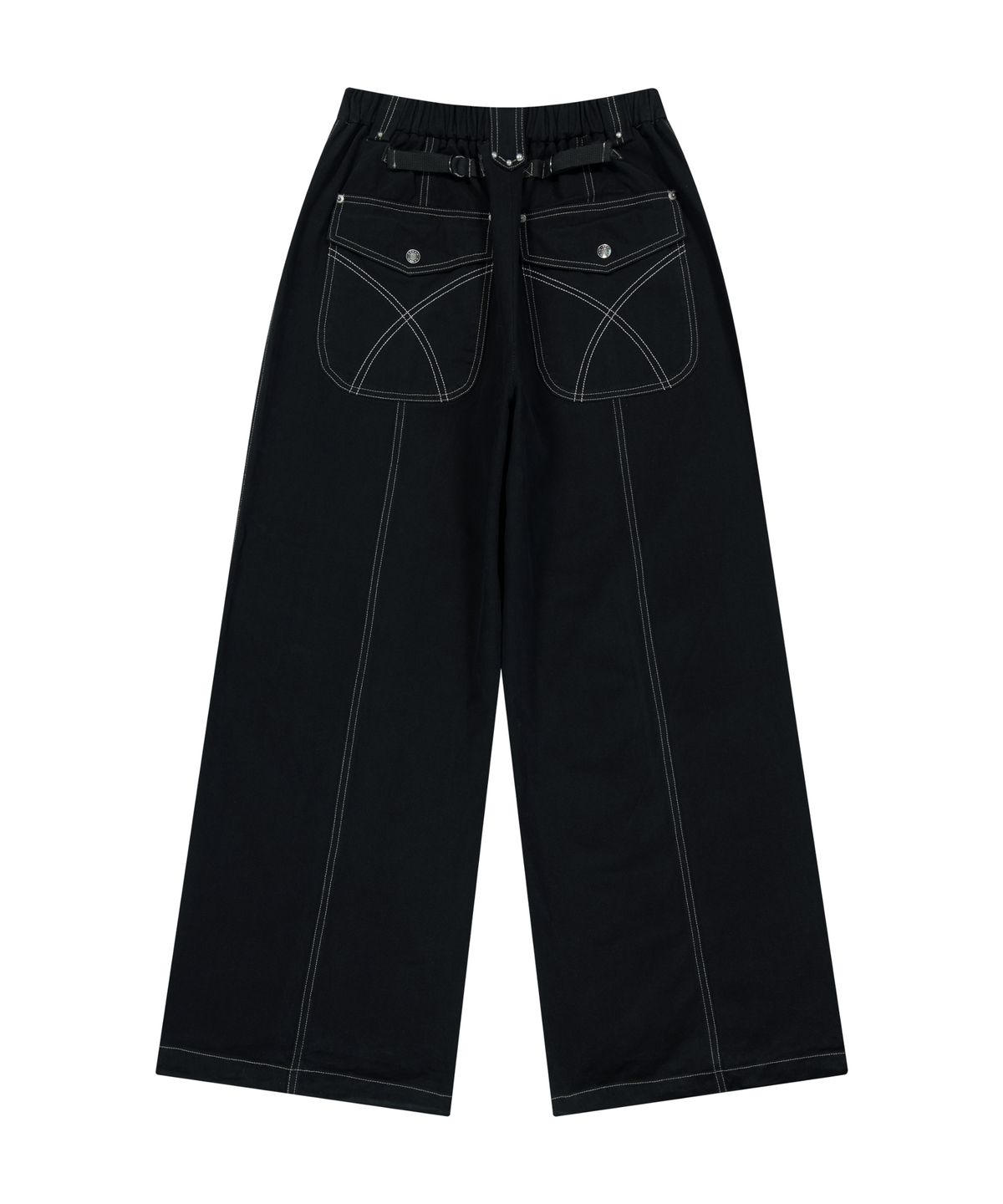아캄(AAKAM) Knee Pin-tuck Studded Cotton Pants (Black)