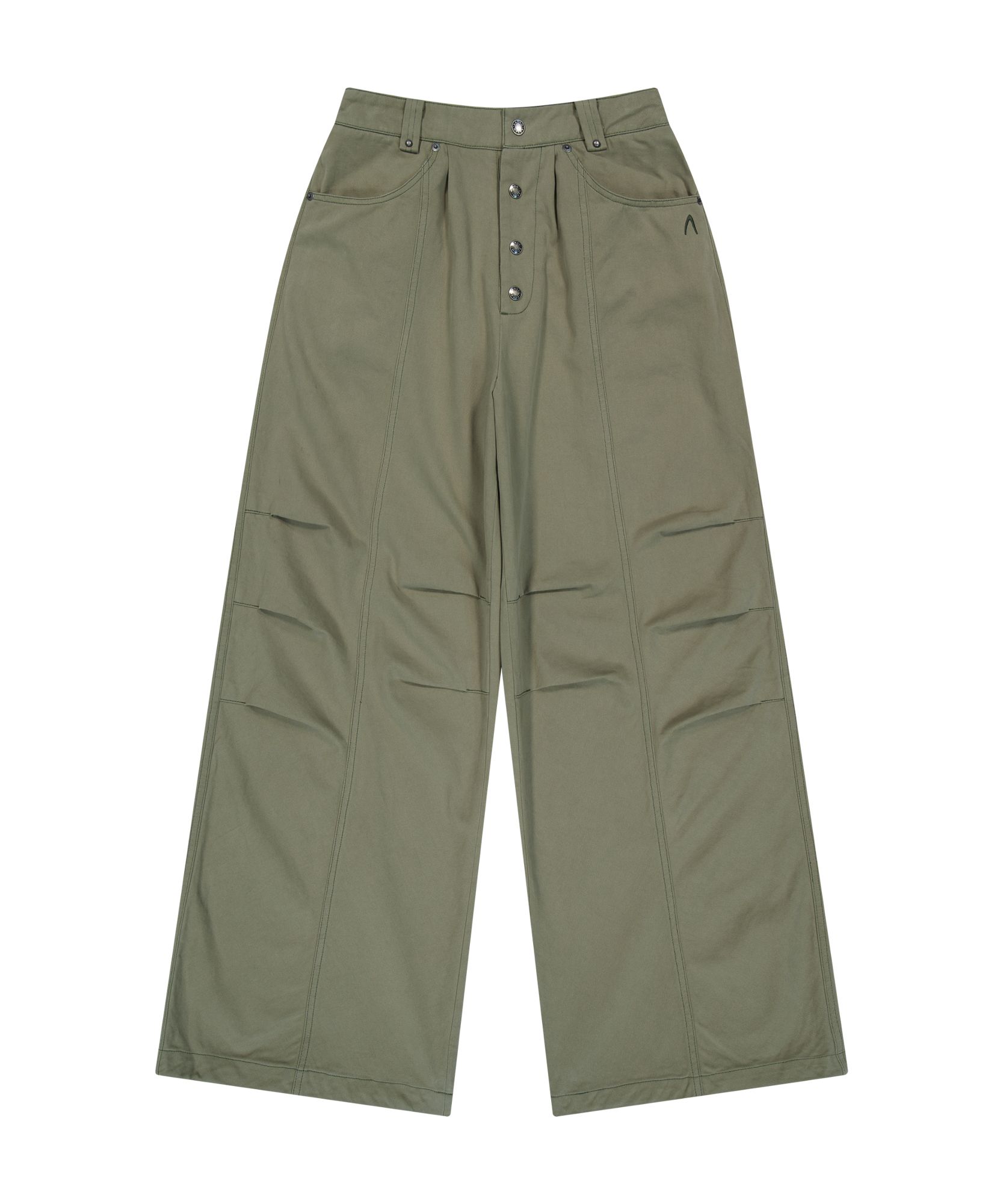 ★AAKAM★ Knee Pin-tuck Studded Cotton Pants MUSINSA | AAKAM Knee Pin-tuck Studded Cotton Pants (Khaki)