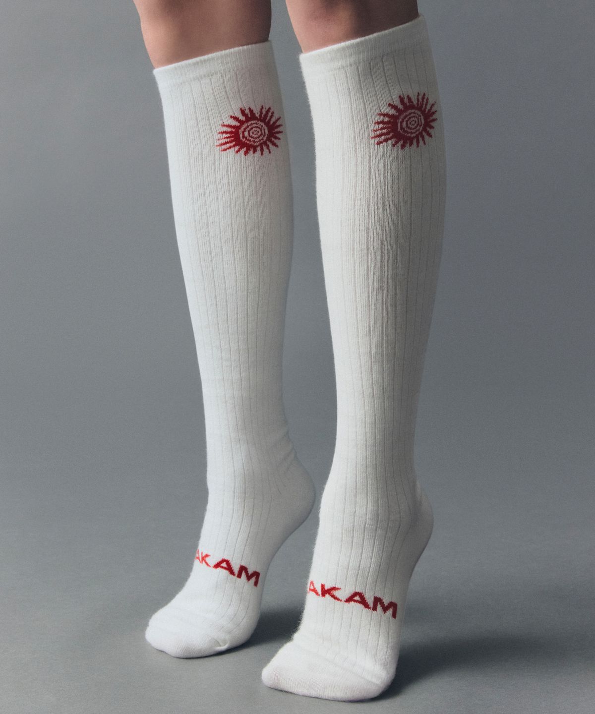 아캄(AAKAM) [2PACK] Sun Printed Long Socks (White)