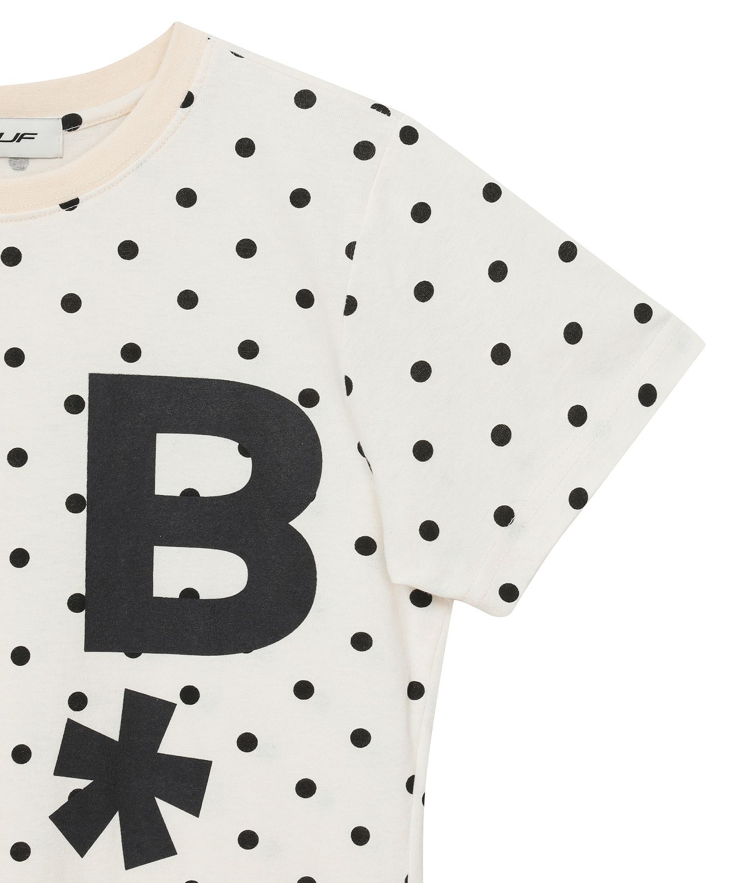MUSINSA公式 | BAUF B logo slim fit t-shirt [dot ivory]