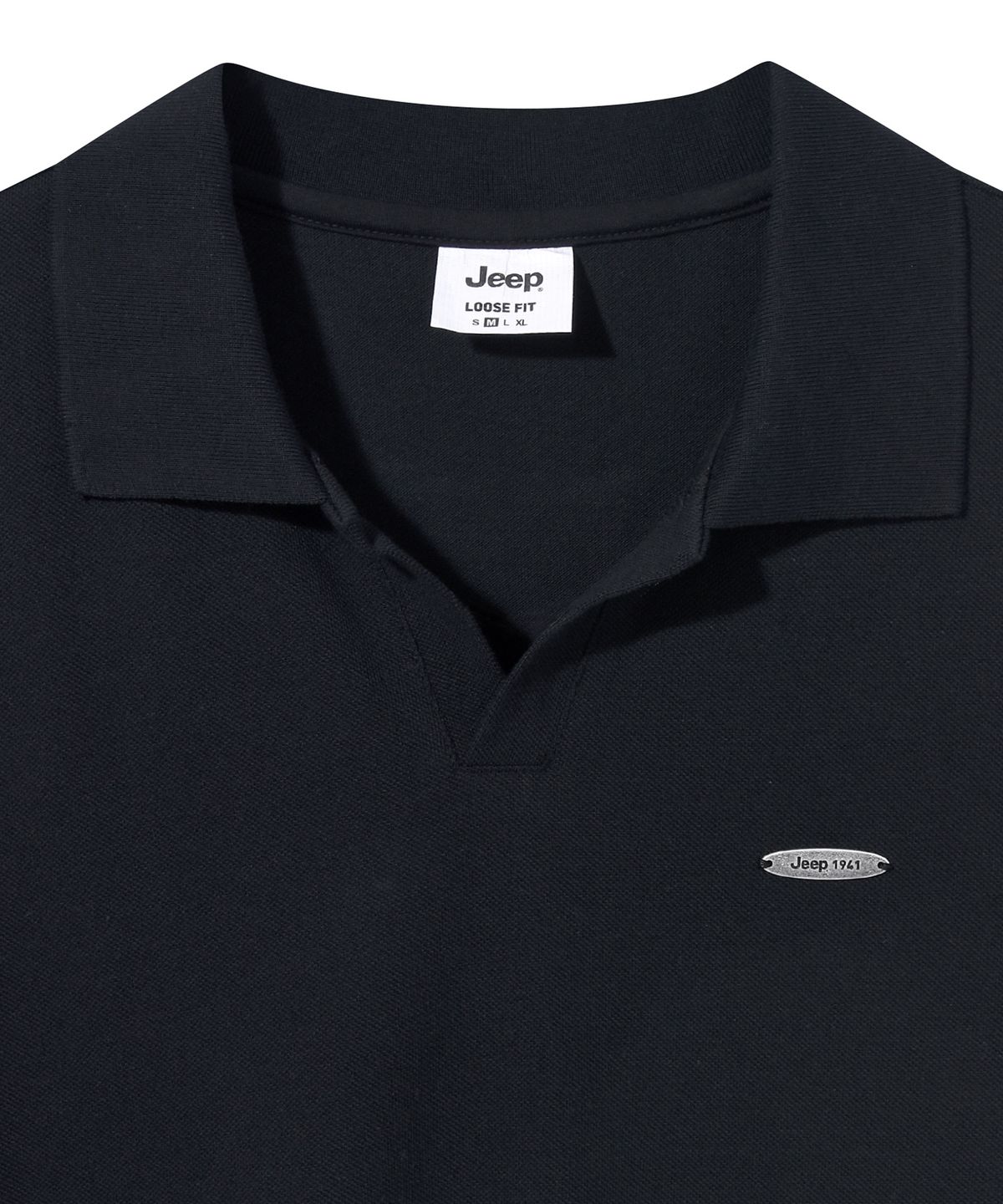 지프(JEEP) DUSTY 메탈 오픈카라 반팔티 (JQ5TSU127BK)