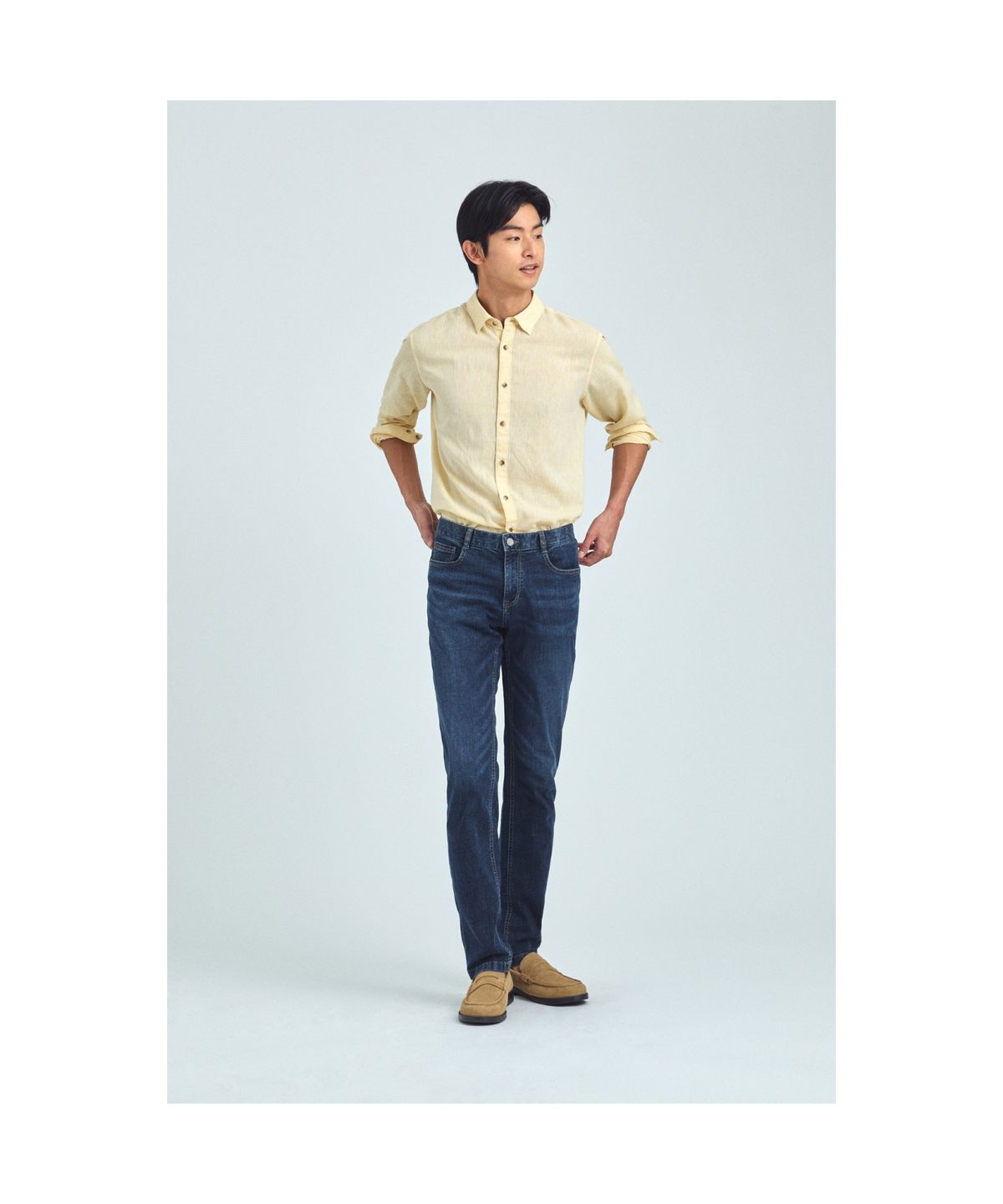 브렌우드(BRENTWOOD) [에센셜스] 린넨 솔리드 캐주얼셔츠 BRSAM25411YEX