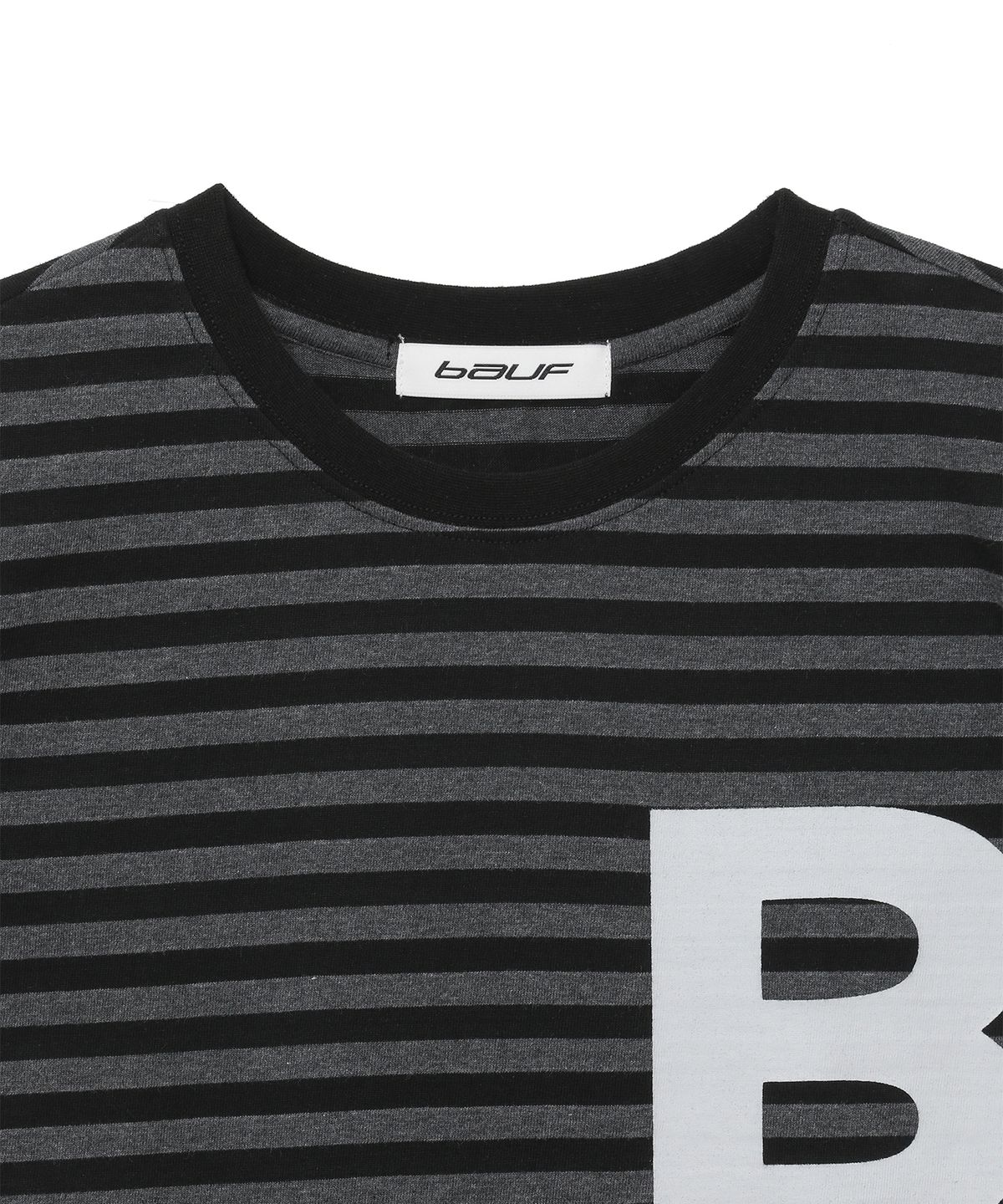 바우프(BAUF) B logo 슬림핏 티셔츠 [스트라이프 블랙]