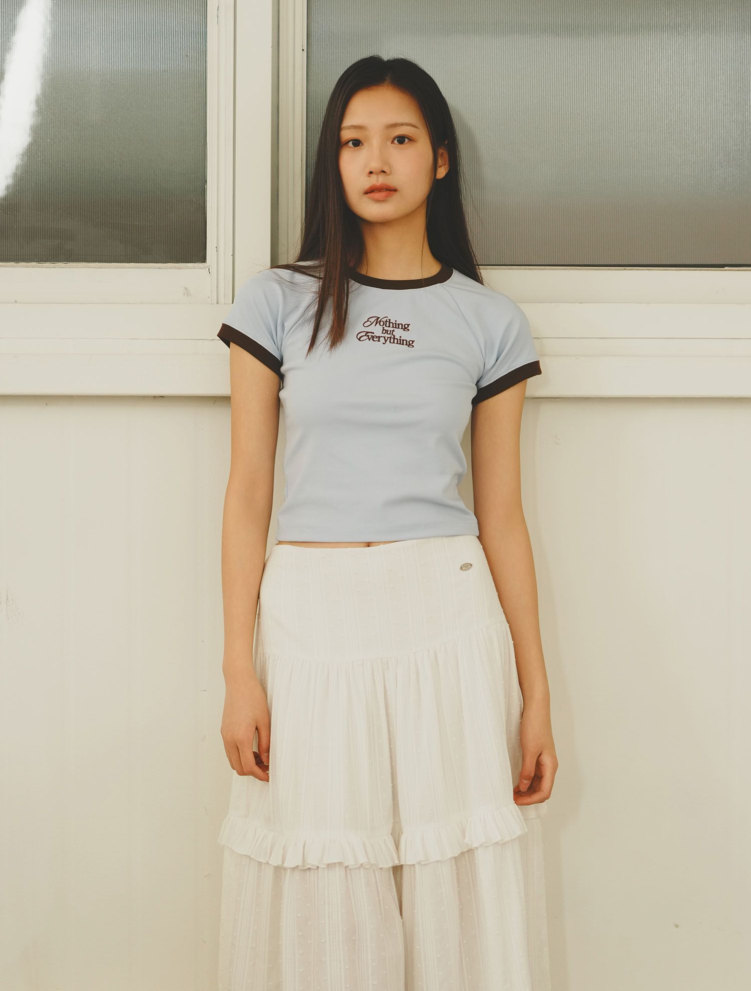 ★GENERAL IDEA★ WOMAN Raglan Crop Ringer T-Shirt [LIGHT BLU MUSINSA | GENERAL IDEA Raglan Crop Ringer T-Shirt [LIGHT
