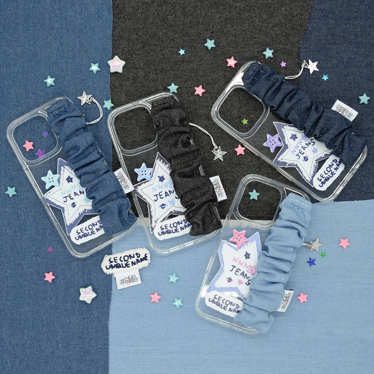 세컨드유니크네임(SECOND UNIQUE NAME) SUN CASE CLEAR DENIM GOBULL BAND BLACK