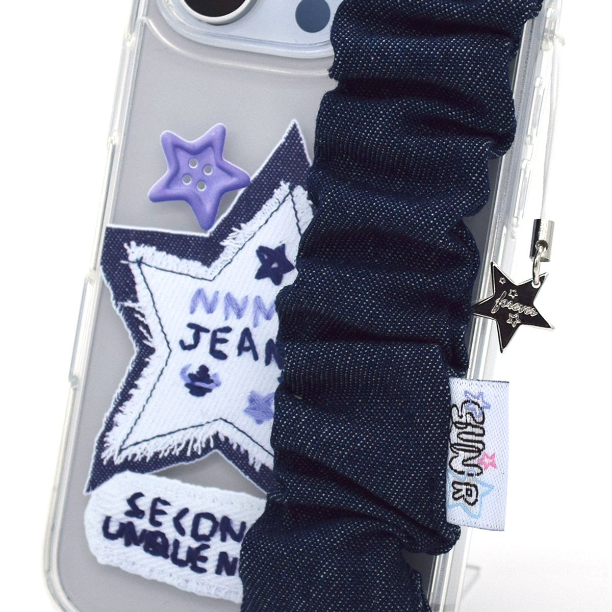 세컨드유니크네임(SECOND UNIQUE NAME) SUN CASE CLEAR DENIM GOBULL BAND NAVY