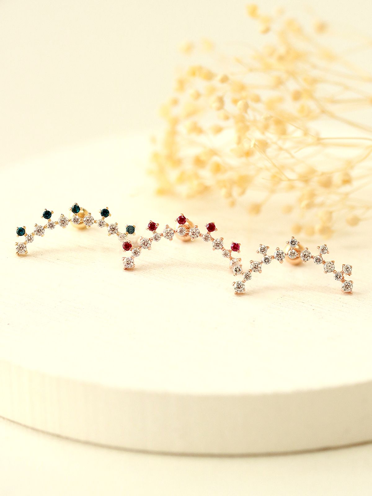 미니멀피어싱(MINIMALPIERCING) 14K 크라운 롱커브 큐빅 피어싱 귀걸이