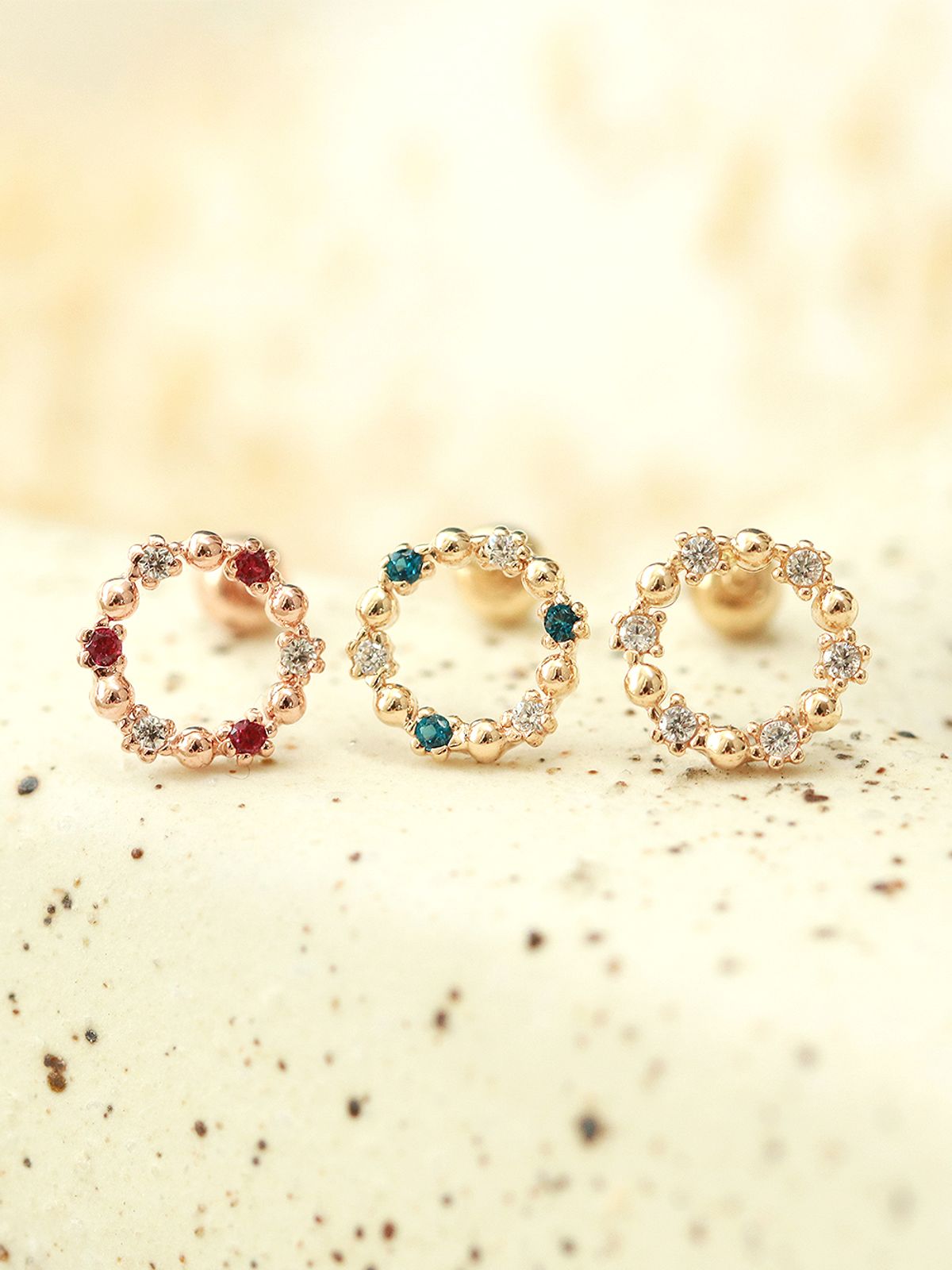 미니멀피어싱(MINIMALPIERCING) 14K 써클 큐빅 리스 피어싱 귀걸이
