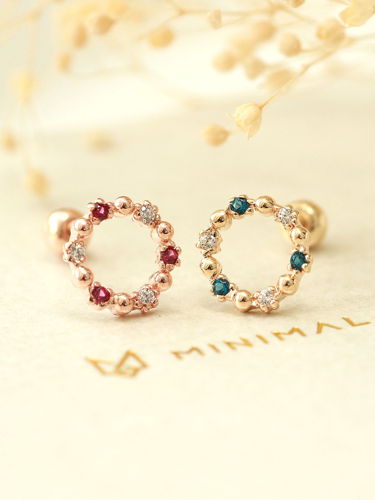 미니멀피어싱(MINIMALPIERCING) 14K 써클 큐빅 리스 피어싱 귀걸이
