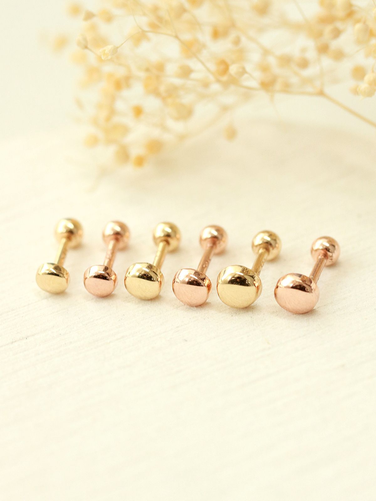 미니멀피어싱(MINIMALPIERCING) 14K 골드 버튼 피어싱 귀걸이
