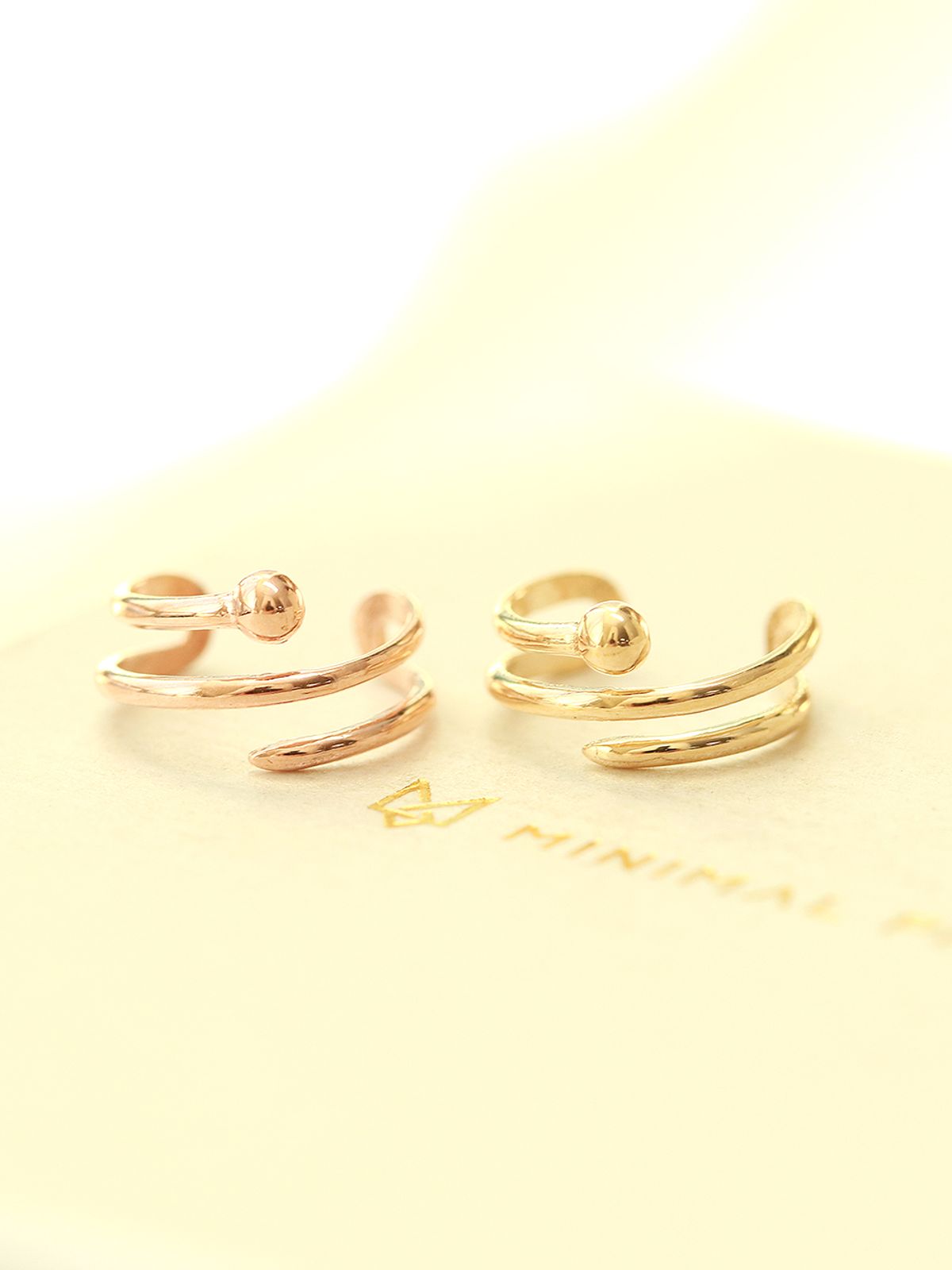 미니멀피어싱(MINIMALPIERCING) 14K 두줄 볼 이어커프 귀찌