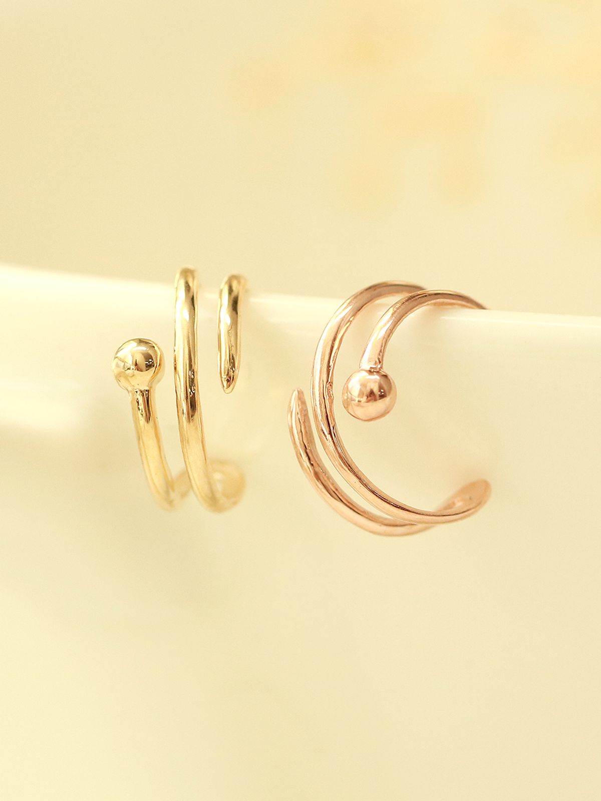 미니멀피어싱(MINIMALPIERCING) 14K 두줄 볼 이어커프 귀찌
