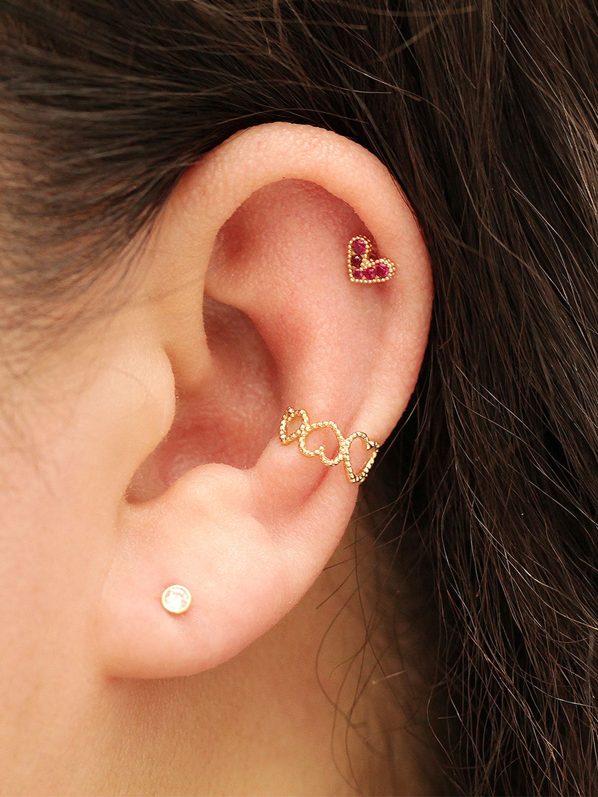 미니멀피어싱(MINIMALPIERCING) 14K 버블 하트 이어커프 귀찌