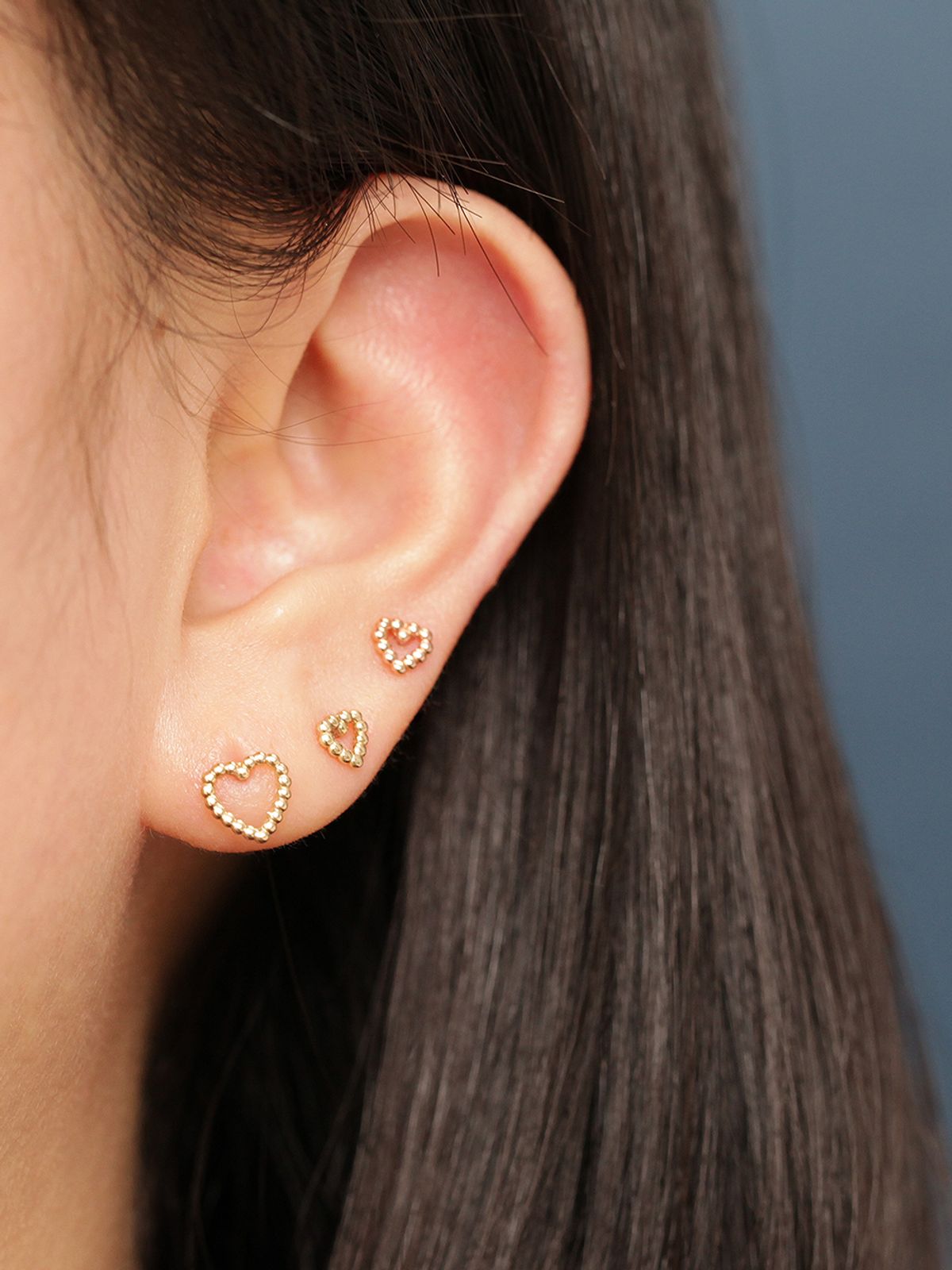 미니멀피어싱(MINIMALPIERCING) 14K 버블 하트 볼 피어싱 귀걸이