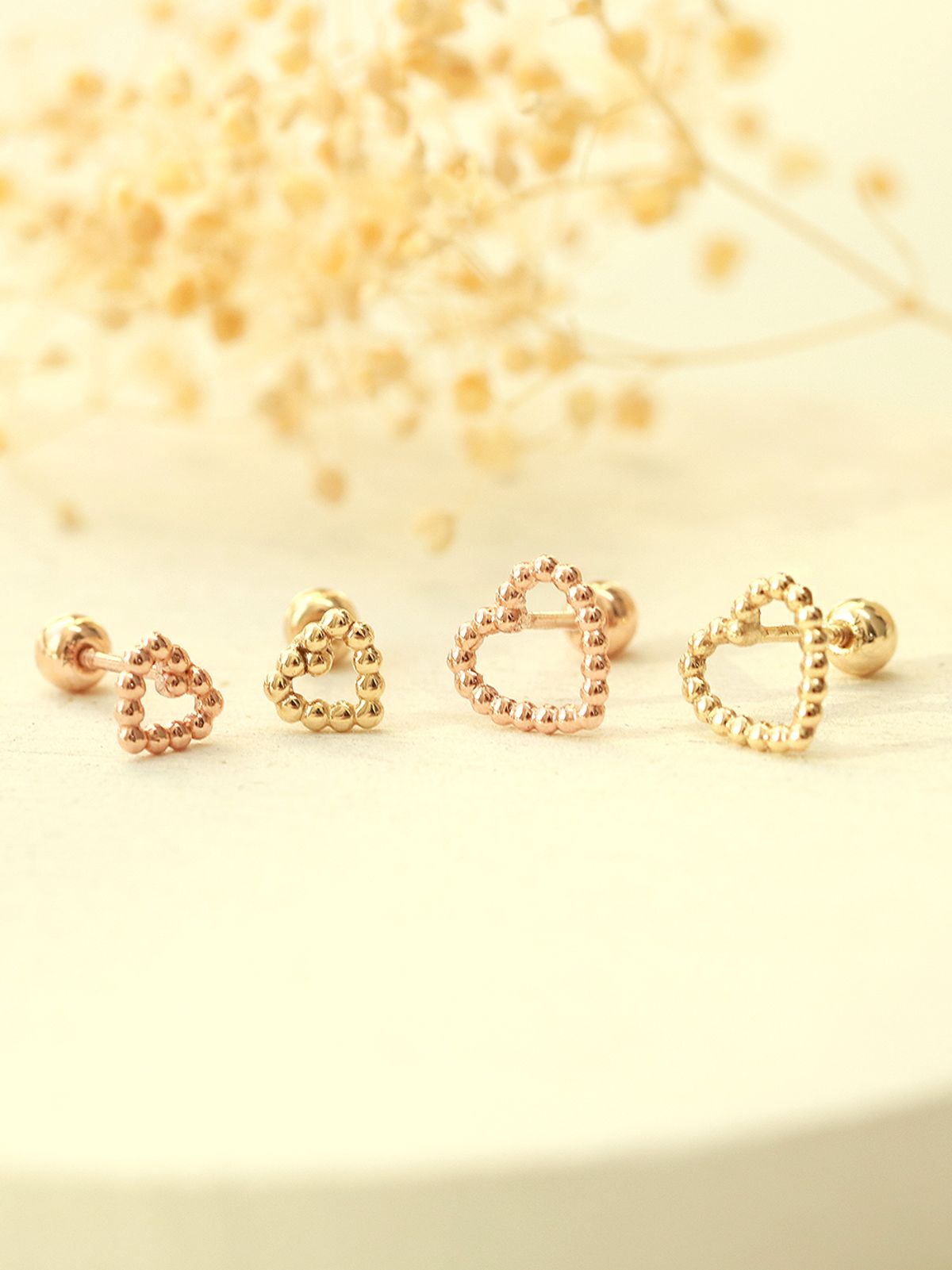 미니멀피어싱(MINIMALPIERCING) 14K 버블 하트 볼 피어싱 귀걸이