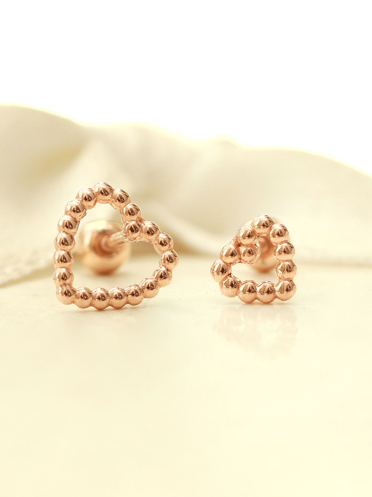 미니멀피어싱(MINIMALPIERCING) 14K 버블 하트 볼 피어싱 귀걸이