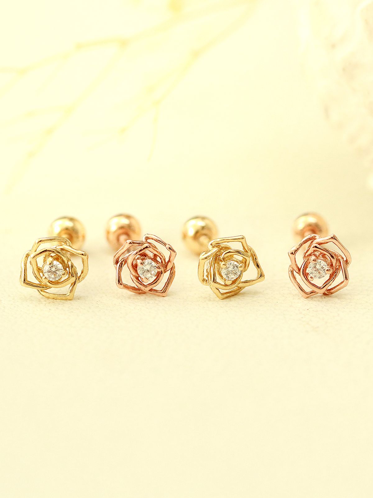 미니멀피어싱(MINIMALPIERCING) 14K 미니 큐빅 장미 피어싱 귀걸이