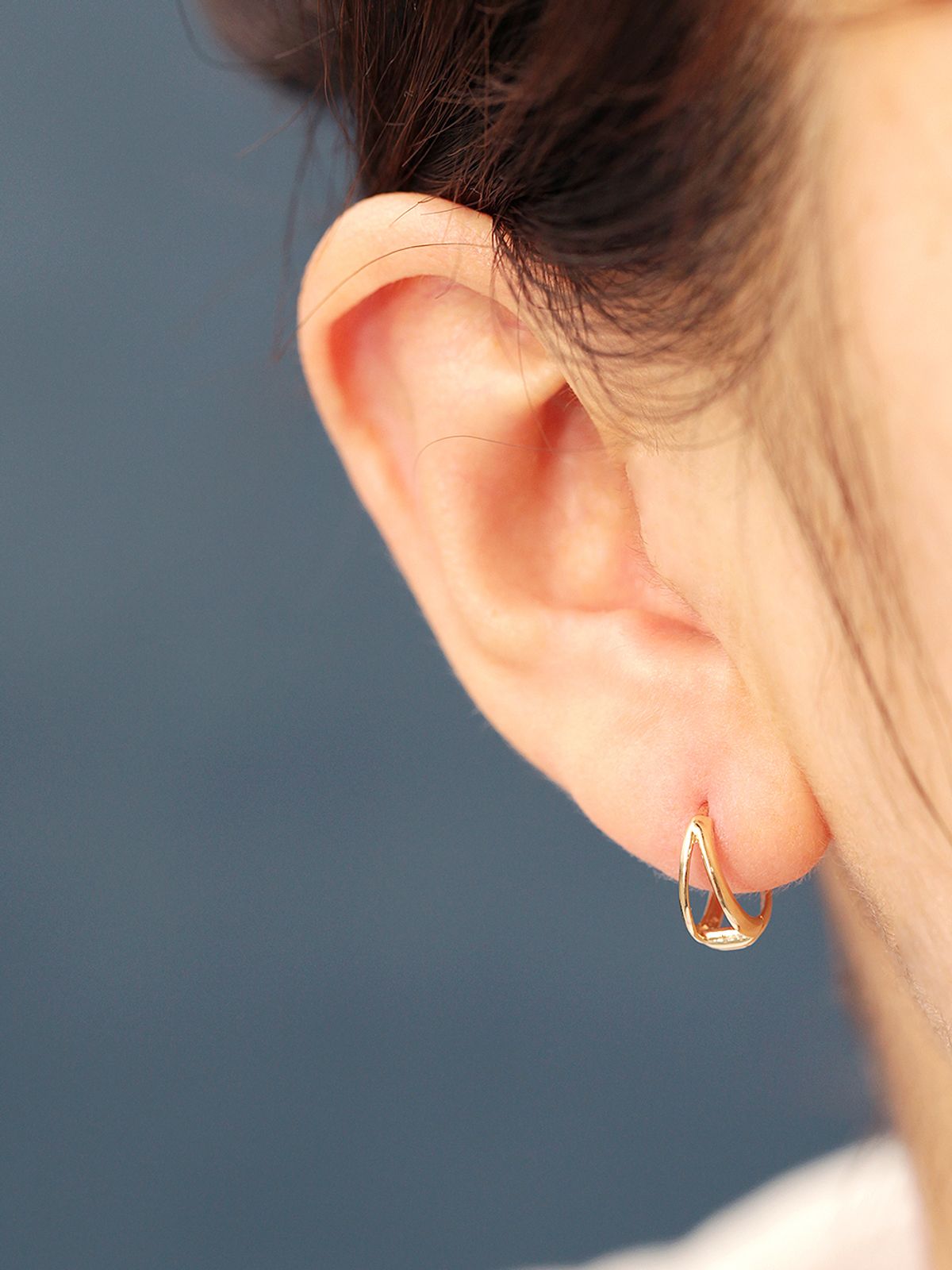 미니멀피어싱(MINIMALPIERCING) 14K 볼드 두줄 링 피어싱 귀걸이