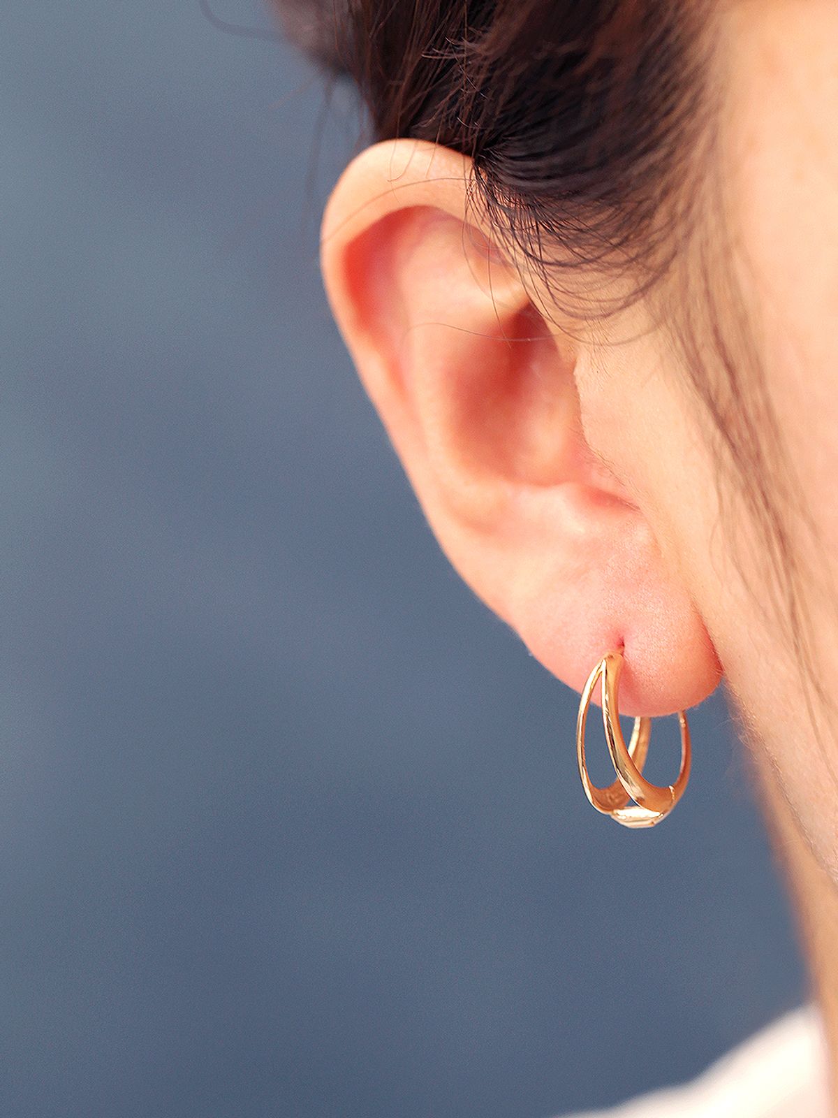 미니멀피어싱(MINIMALPIERCING) 14K 볼드 두줄 링 피어싱 귀걸이