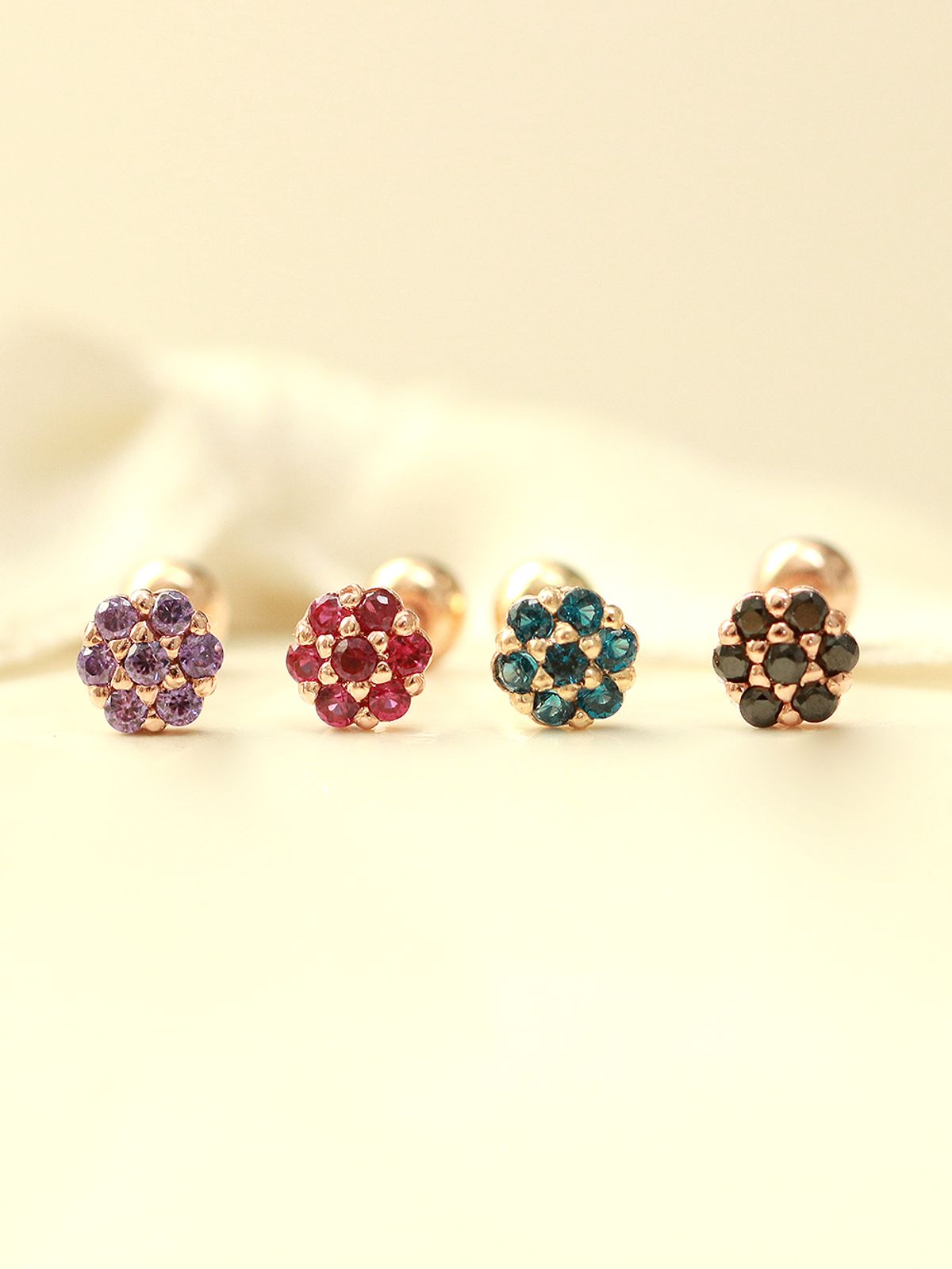 미니멀피어싱(MINIMALPIERCING) 14K 미니미 컬러풀 플라워 피어싱 귀걸이