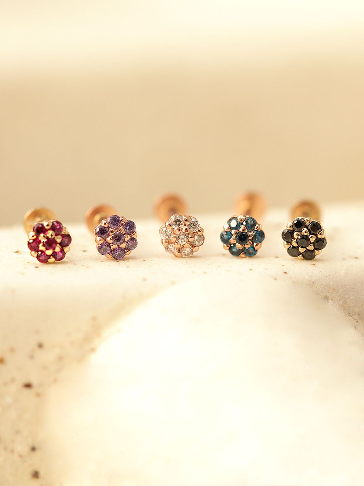 미니멀피어싱(MINIMALPIERCING) 14K 인터널 미니미 컬러풀 플라워 라블렛 피어싱