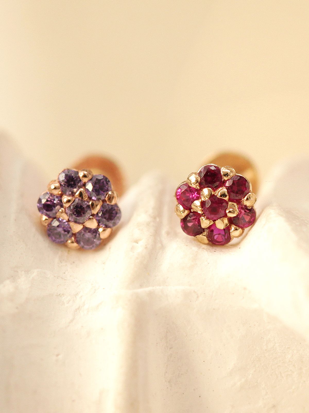 미니멀피어싱(MINIMALPIERCING) 14K 인터널 미니미 컬러풀 플라워 라블렛 피어싱
