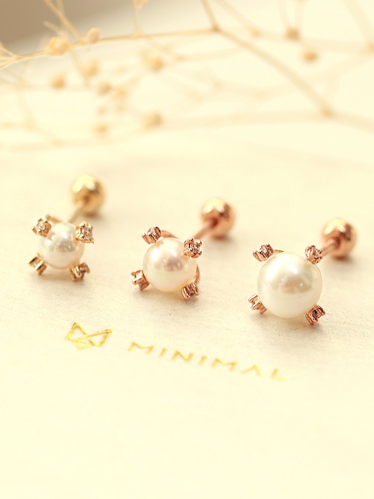 미니멀피어싱(MINIMALPIERCING) 14K 담수진주 큐빅발 피어싱 귀걸이