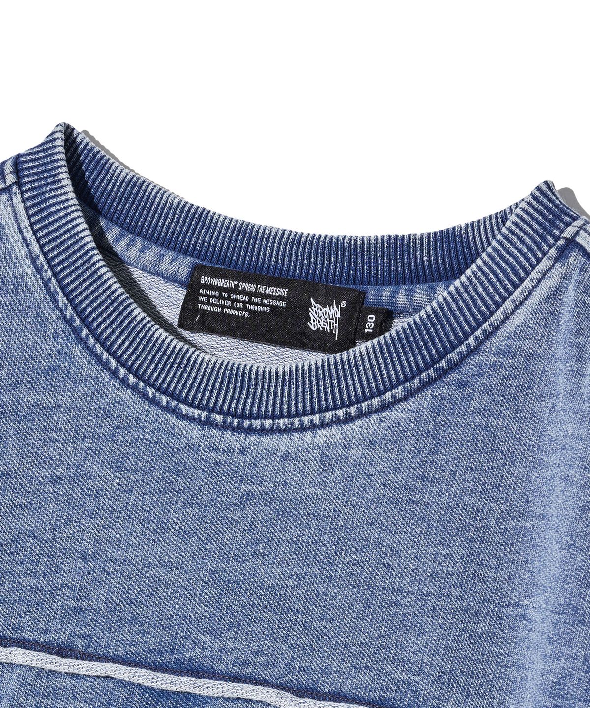 브라운브레스 키즈(BROWNBREATH KIDS) KIDS TAG DENIM TEE - BLUE