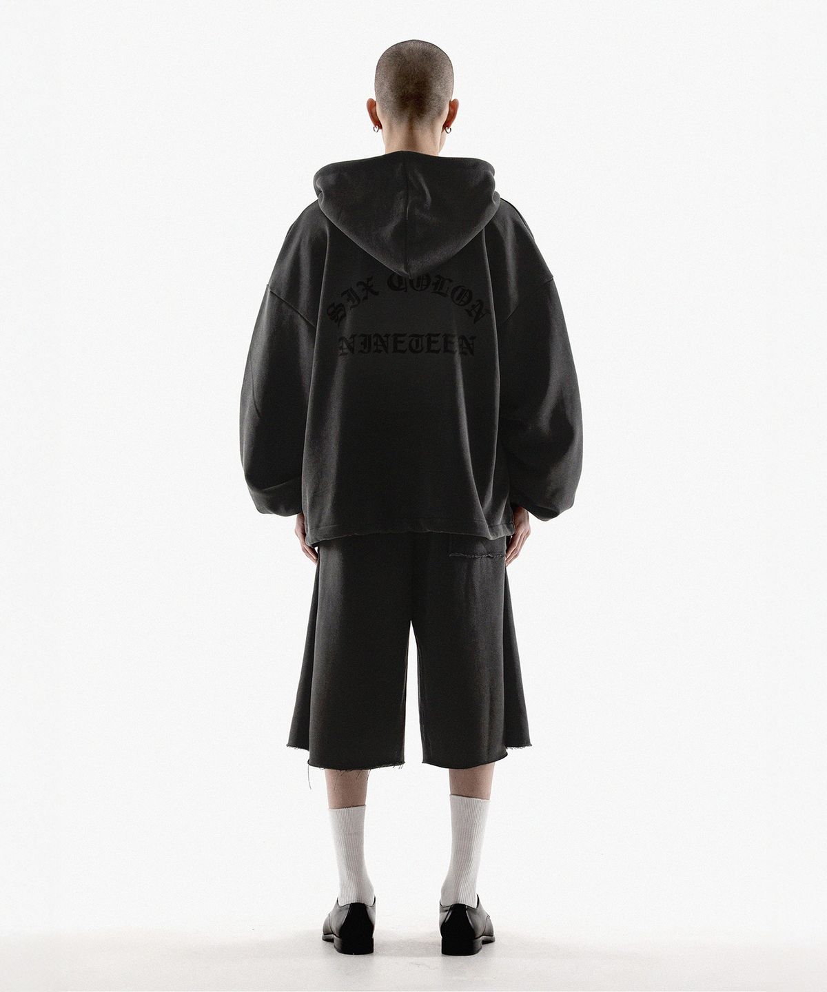팬쇼(FANSHOW) ARCH SCN STRING MID LENGTH HOODED ZIP UP - PIGMENT BLACK ...