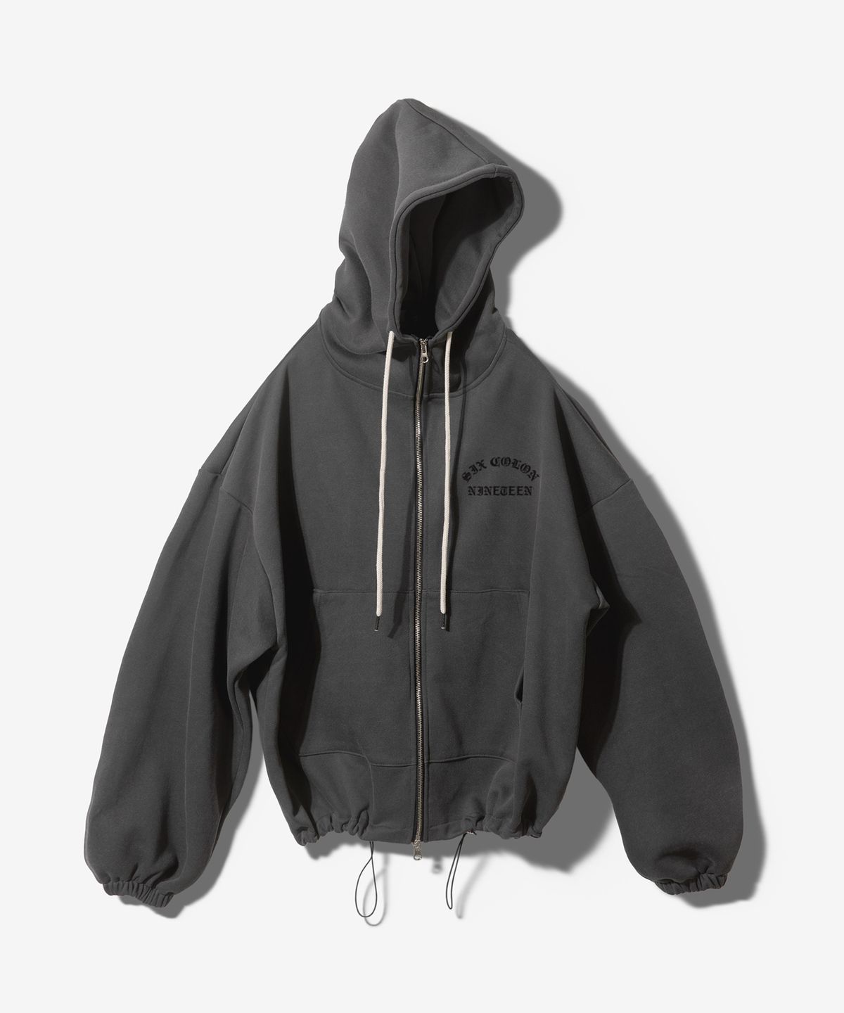팬쇼(FANSHOW) ARCH SCN STRING MID LENGTH HOODED ZIP UP - PIGMENT BLACK ...