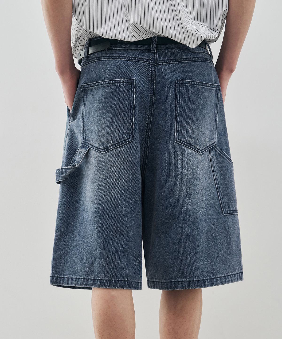 드로우핏(DRAW FIT) [DRAW FIT X DAILY ROOM] 로버스트 버뮤다 와이드 데님 팬츠 [BLUE]