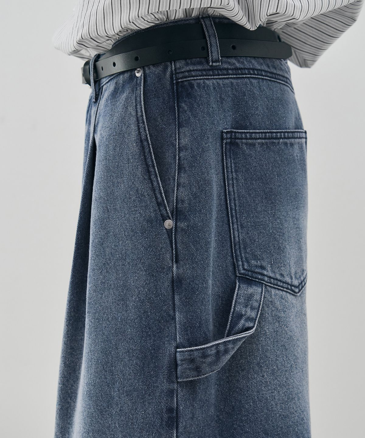 드로우핏(DRAW FIT) [DRAW FIT X DAILY ROOM] 로버스트 버뮤다 와이드 데님 팬츠 [BLUE]