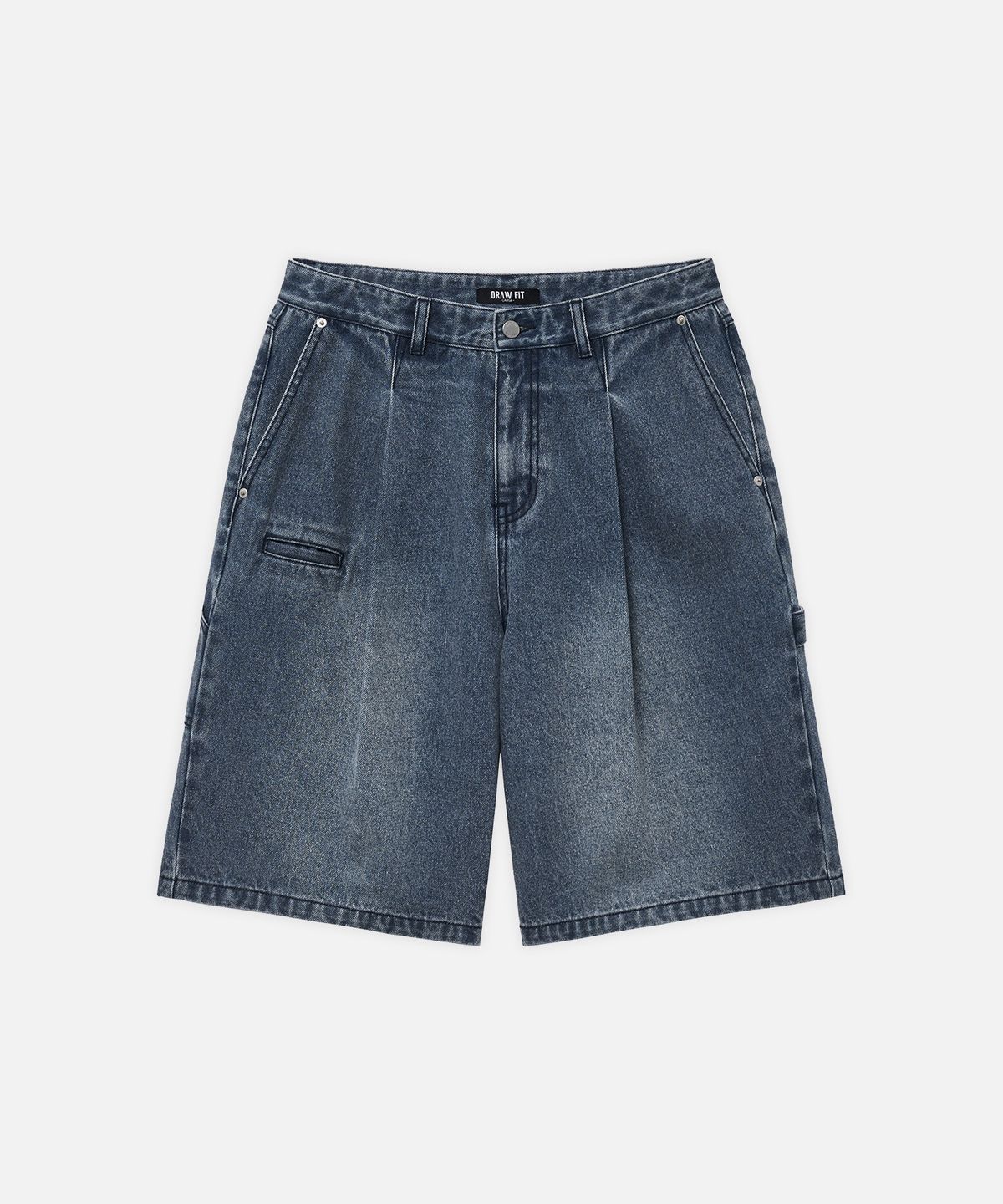 드로우핏(DRAW FIT) [DRAW FIT X DAILY ROOM] 로버스트 버뮤다 와이드 데님 팬츠 [BLUE]