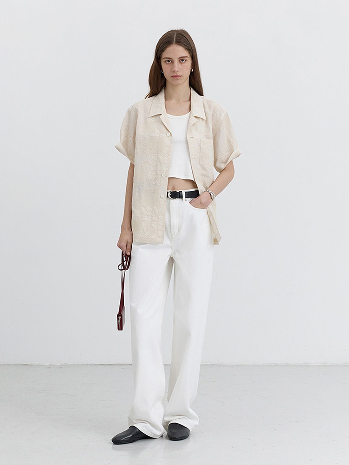 던스트(DUNST) UNISEX ORGANIC CRAFTED OPEN COLLAR SHIRT_UDSH5B129_CREAM