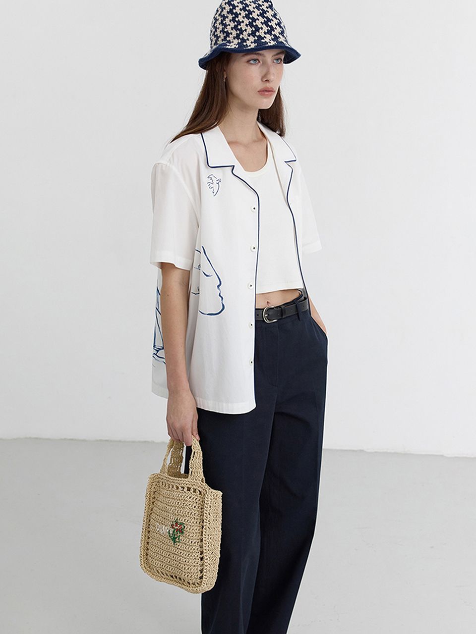 MUSINSA | DUNST FOR WOMEN UNISEX HAND-DRAWING OPEN COLLAR