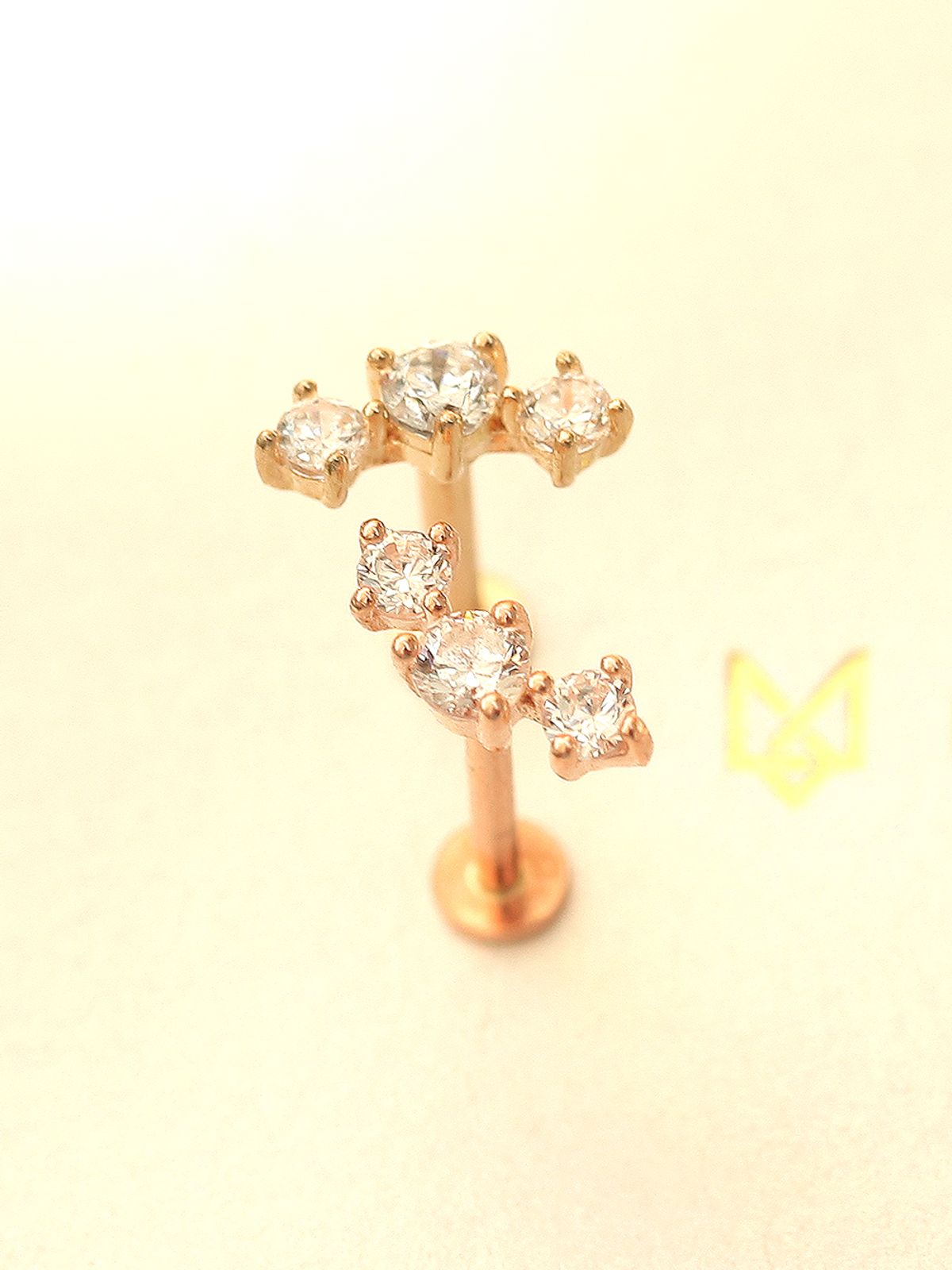 미니멀피어싱(MINIMALPIERCING) 14K 인터널 삼단 큐빅 커브 라블렛 피어싱