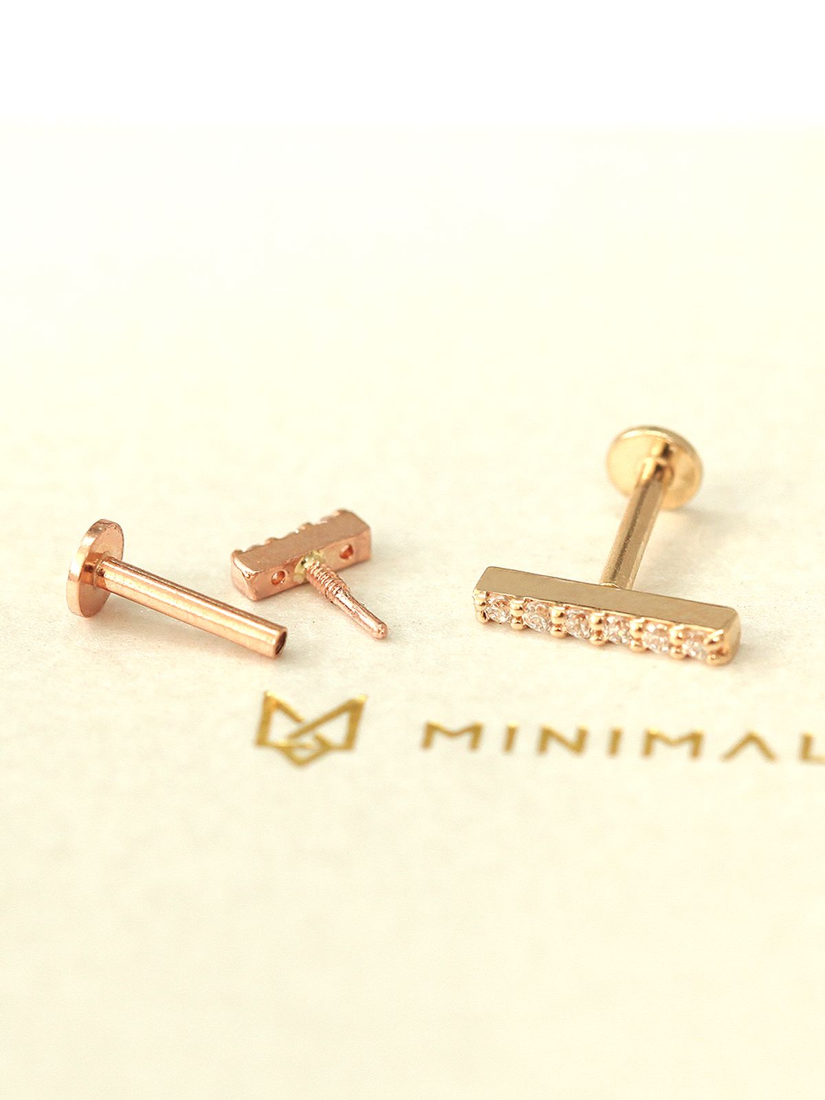 미니멀피어싱(MINIMALPIERCING) 14K 인터널 큐빅 스틱 라블렛 피어싱 S,M