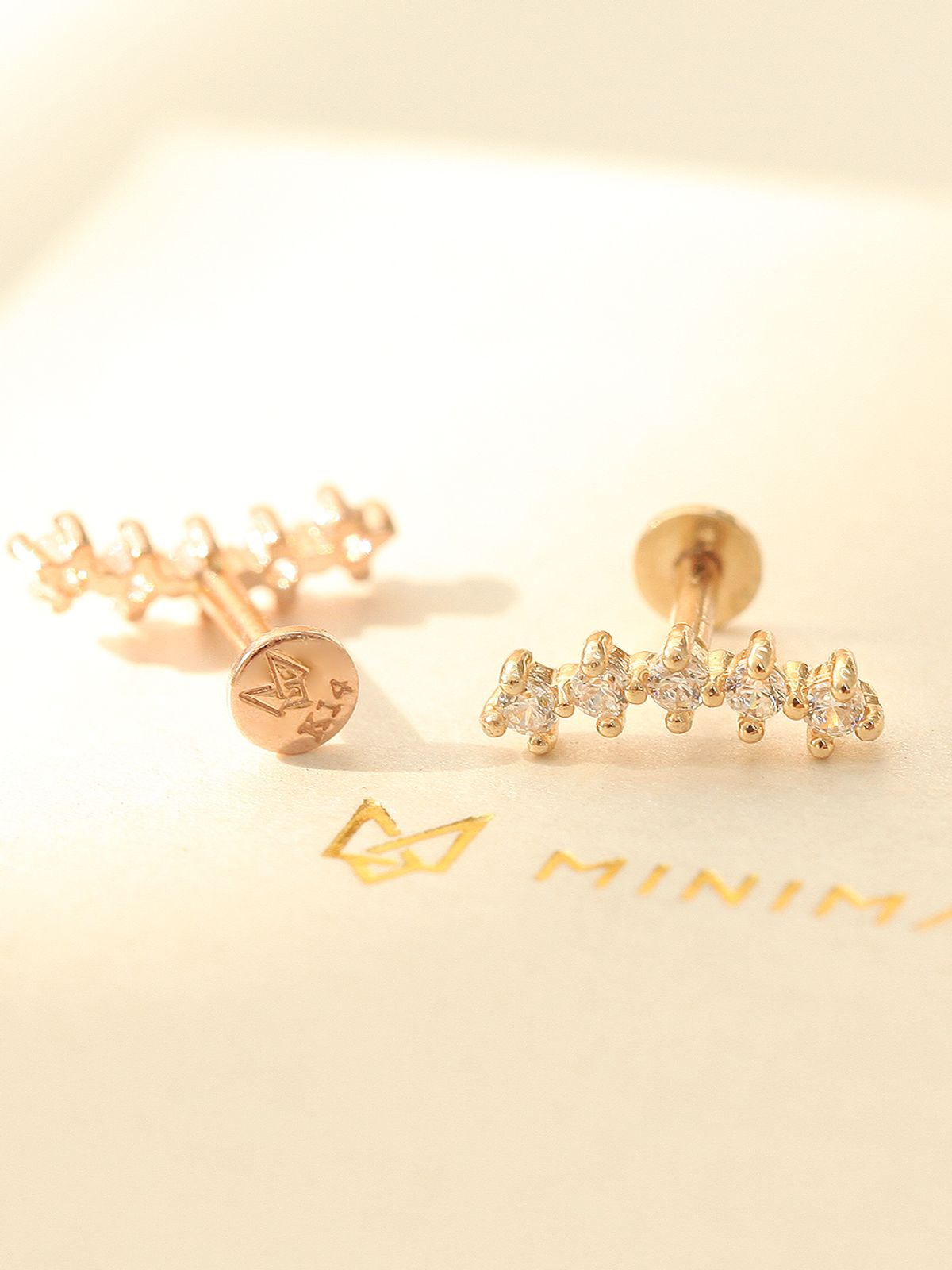 미니멀피어싱(MINIMALPIERCING) 14K 인터널 커브 큐빅 바 라블렛 피어싱