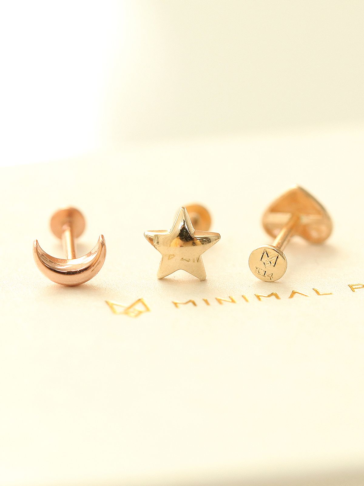 미니멀피어싱(MINIMALPIERCING) 14K 인터널 통통 달 별 라블렛 피어싱
