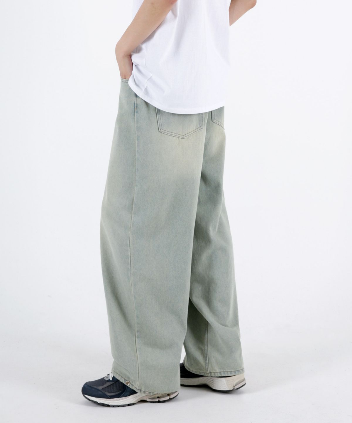 음(UMM) 벌룬핏 스냅와이드 워싱데님팬츠 3COLOR