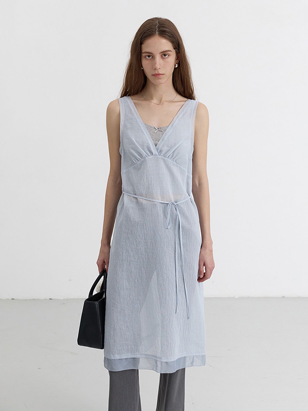 던스트(DUNST) SHEER LAYERING DRESS_UDDR5B222_SOFT BLUE STRIPE