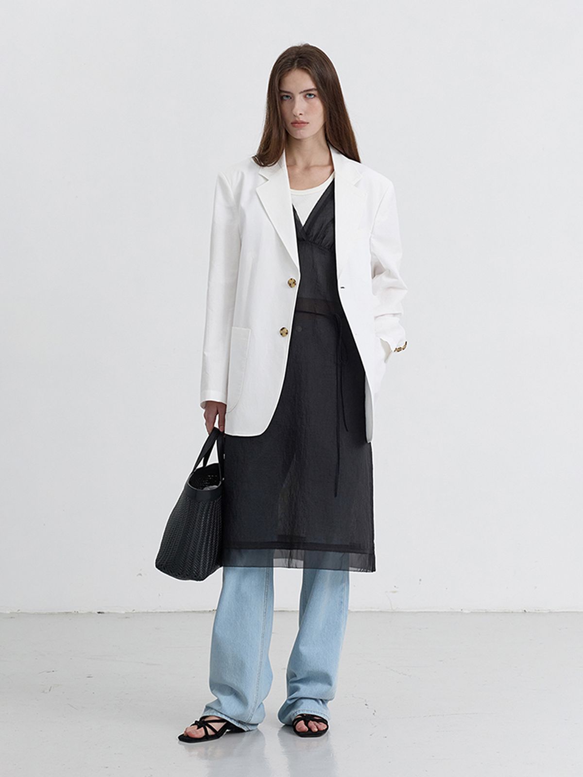 던스트(DUNST) SHEER LAYERING DRESS_UDDR5B222_BLACK STRIPE
