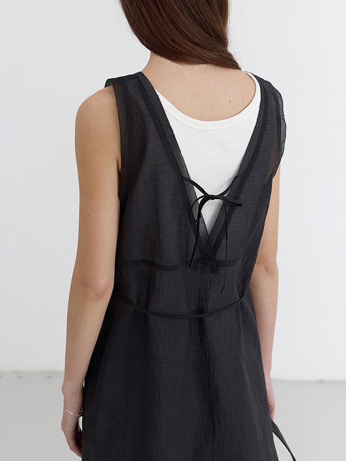 던스트(DUNST) SHEER LAYERING DRESS_UDDR5B222_BLACK STRIPE