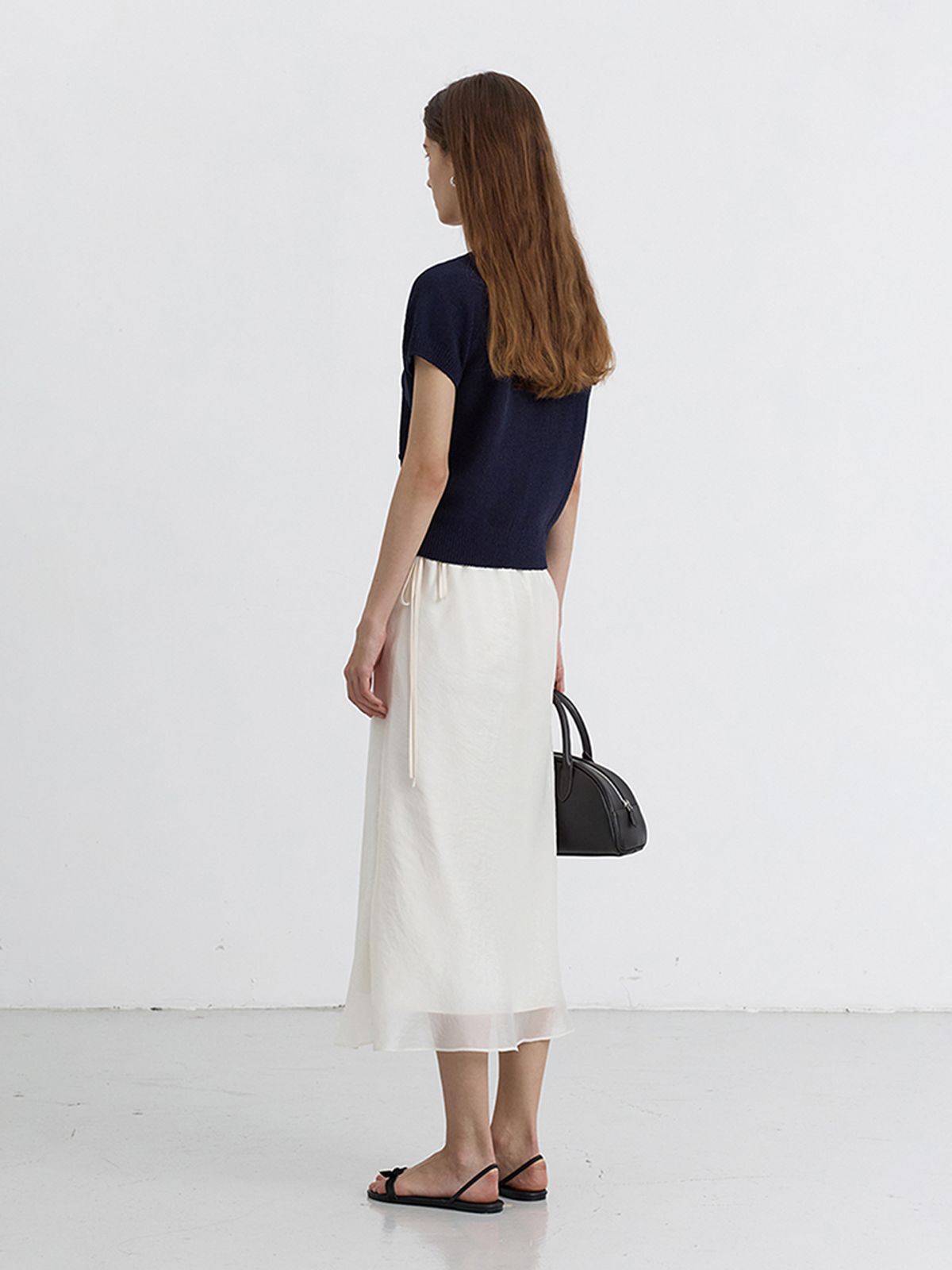 던스트(DUNST) LAYERED SATIN SKIRT_UDSK5B225_IVORY