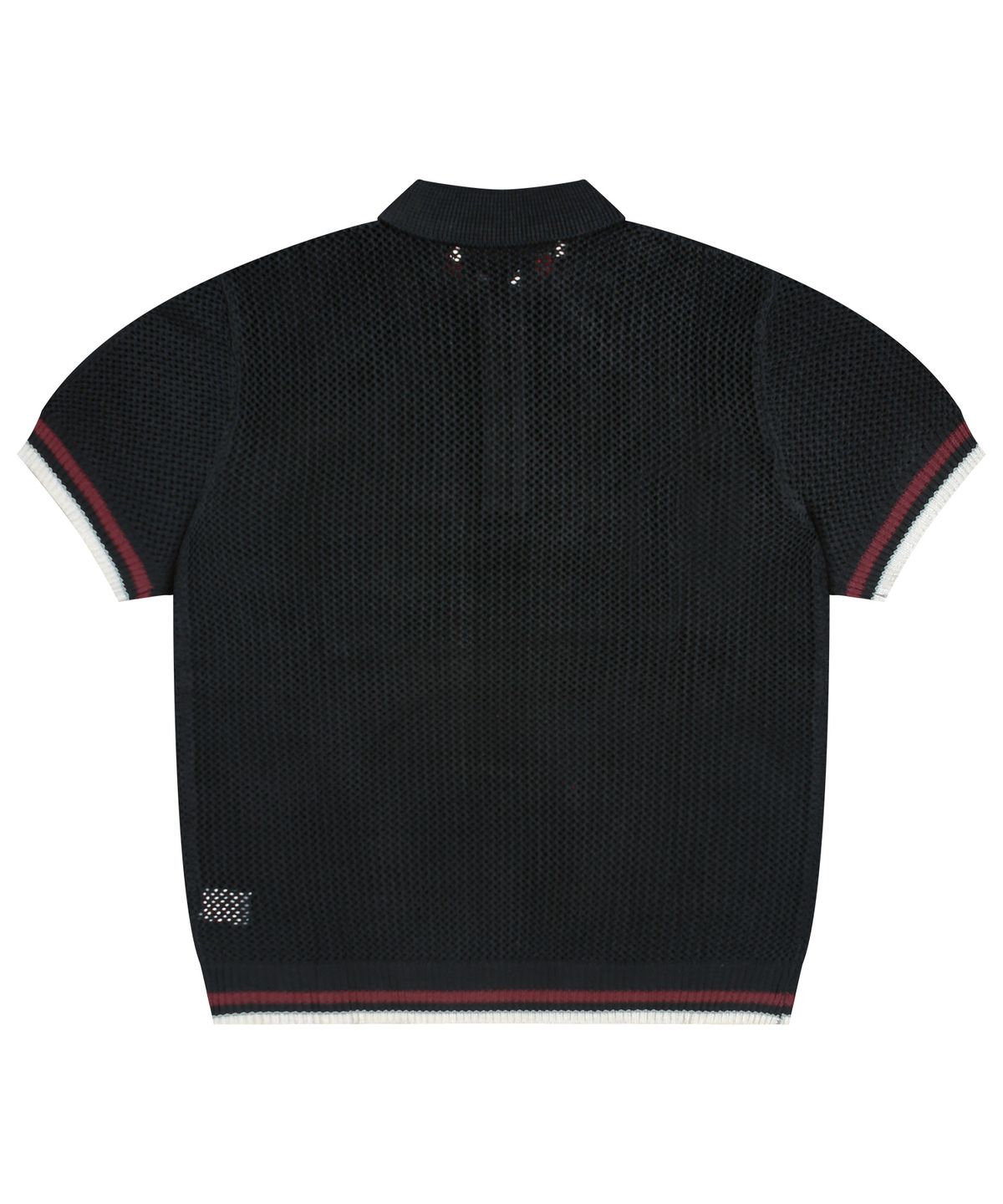 글랙(GLACK) GNT059 스트라이프 립 크로셰 반팔 니트 (BLACK)