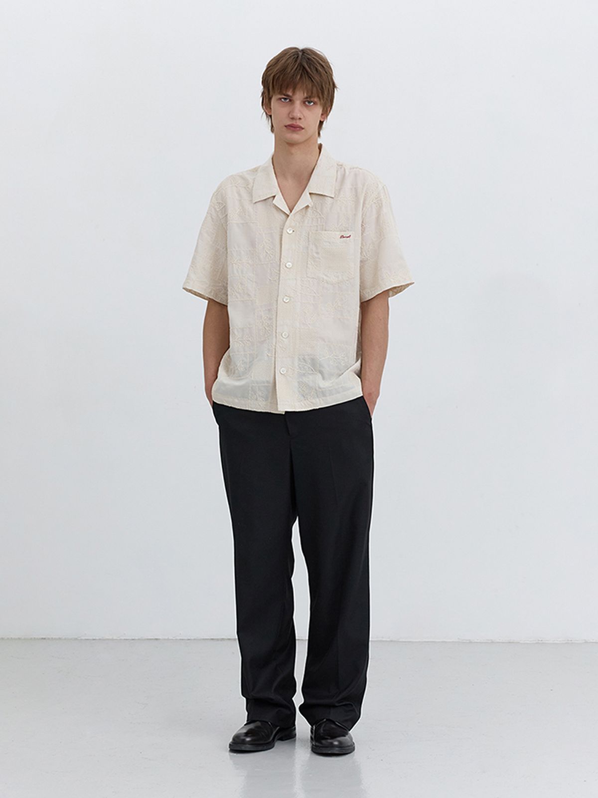 던스트 포 맨(DUNST FOR MEN) ORGANIC CRAFTED OPEN COLLAR SHIRT_UNISEX_UDSH5B129_CREAM
