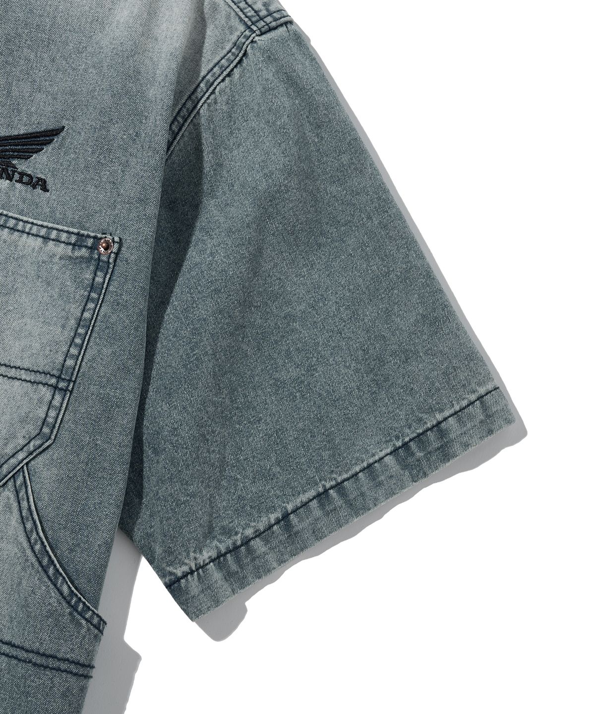 핍스 모터사이클(PHYPS MOTORCYCLE) Denim Carpenter Half Sleeve Shirts Blue