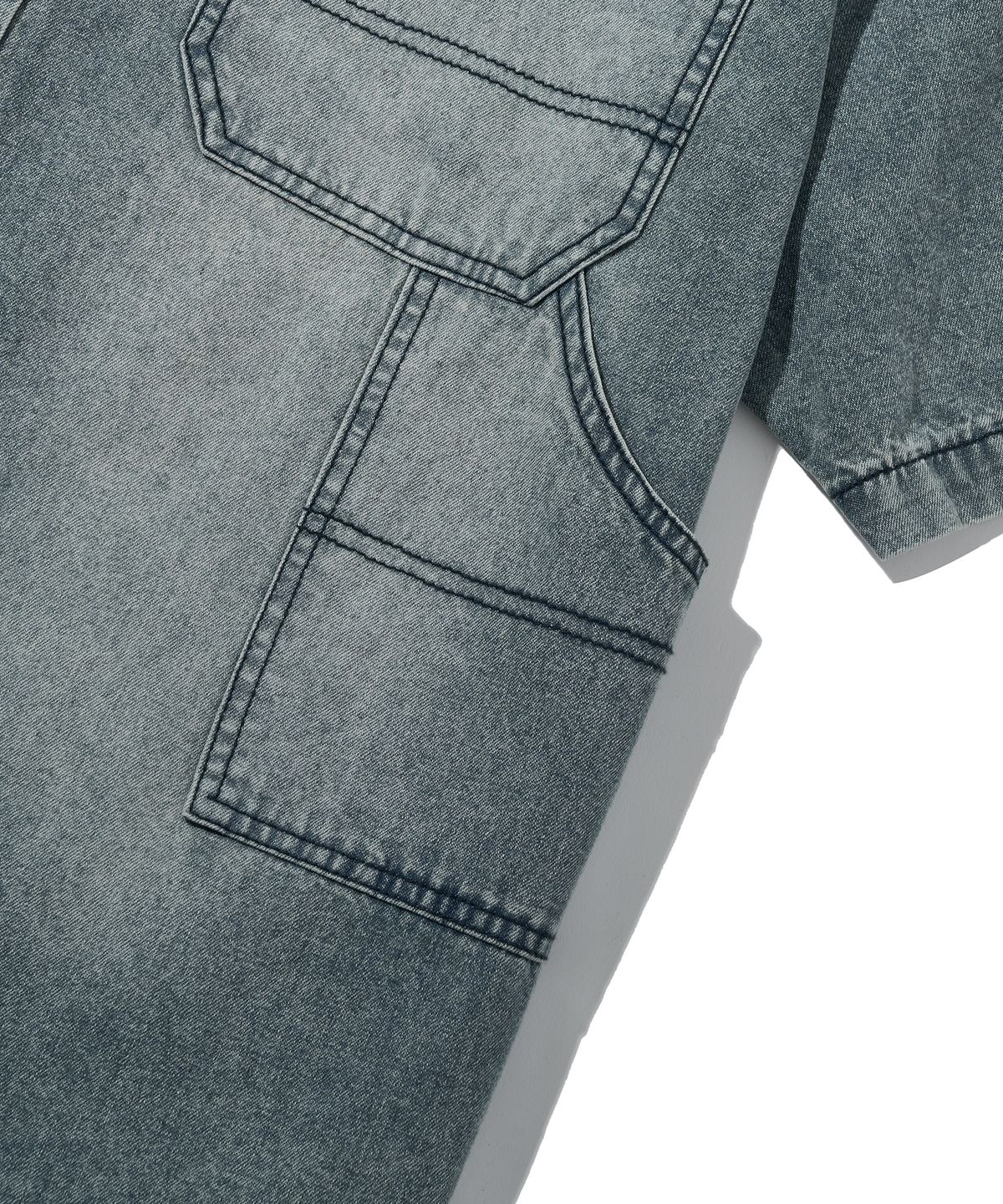 핍스 모터사이클(PHYPS MOTORCYCLE) Denim Carpenter Half Sleeve Shirts Blue